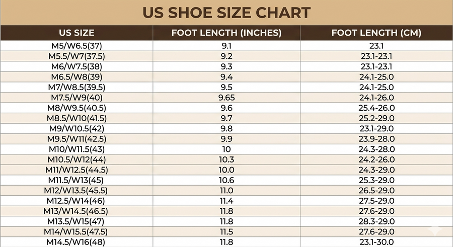 Size Guide for Original Clogs